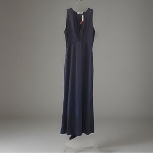 Chloe Women Navy Blue Maxi Dress Gown S Sleeveless Formal Wedding Empire Waist